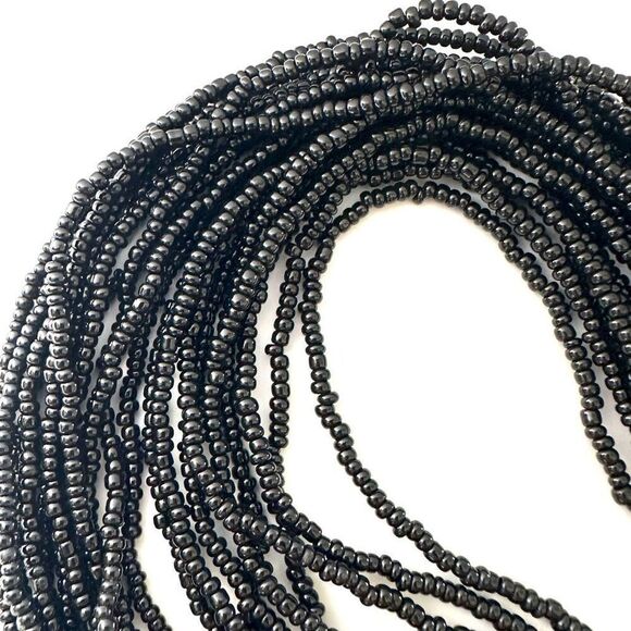 Abalone shell fan pendant on multi strand black beaded necklace - Picture 8 of 9